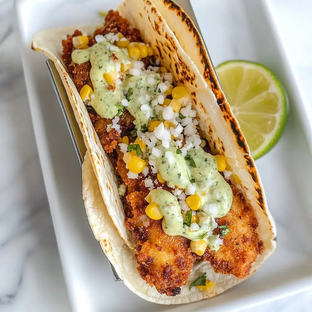 Crispy Chicken Street Corn Tacos with Jalapeno Lime Ranch Recipe - Recipe Image