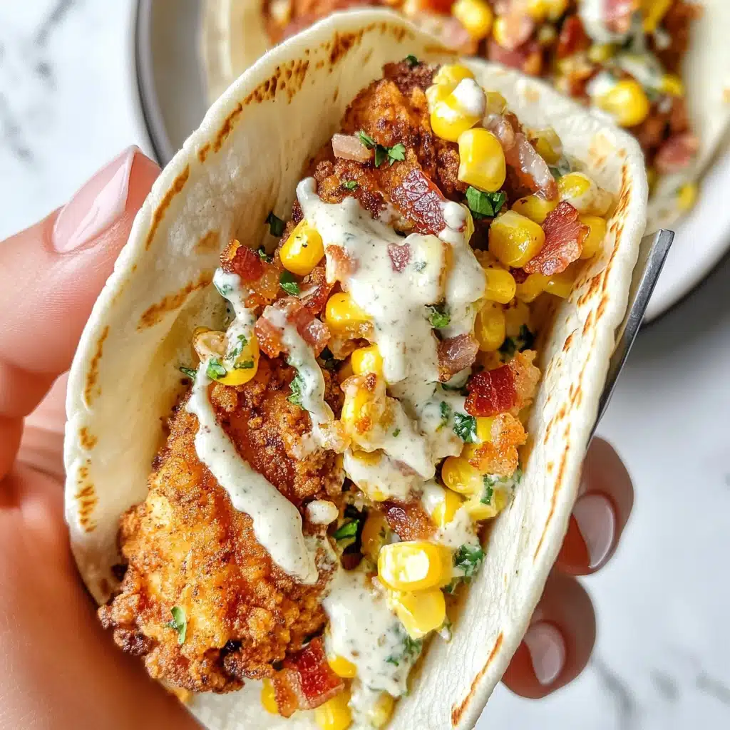 Crispy Chicken Street Corn Tacos with Jalapeno Lime Ranch Recipe - Recipe Image