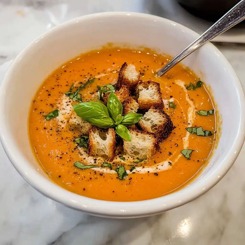 Creamy Parmesan Tomato Basil Soup Recipe - Recipe Image