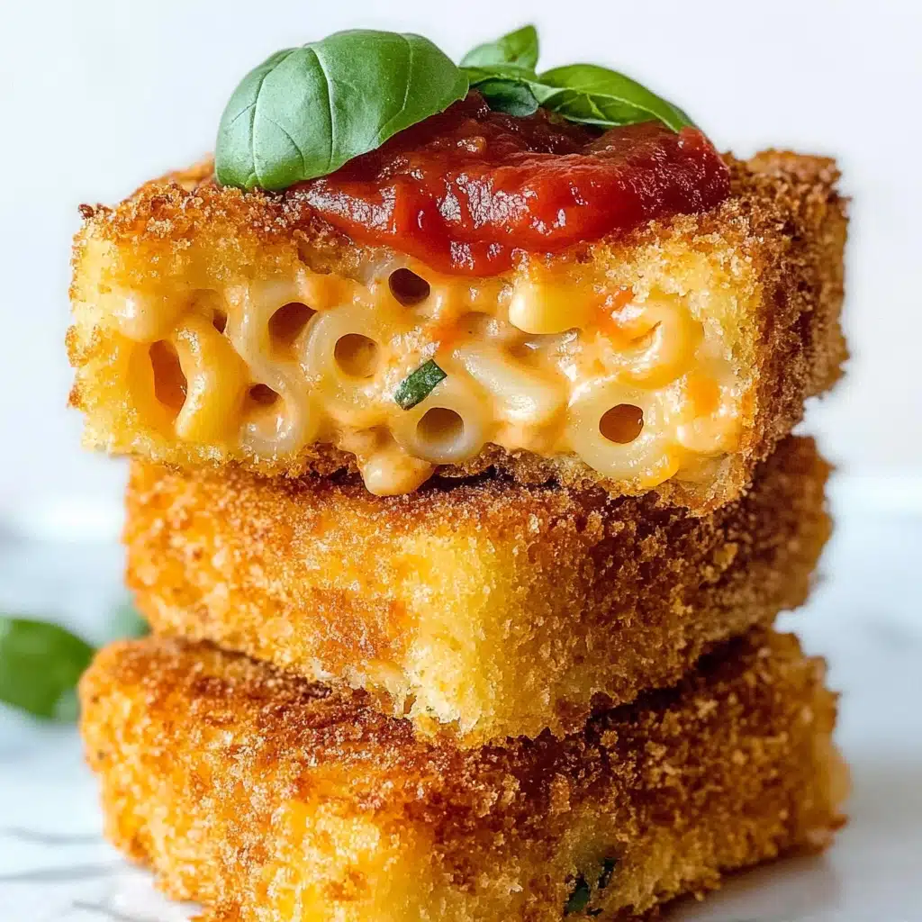 Crispy Mac & Cheese Bites with Sweet Basil Marinara Recipe - Recipe Image