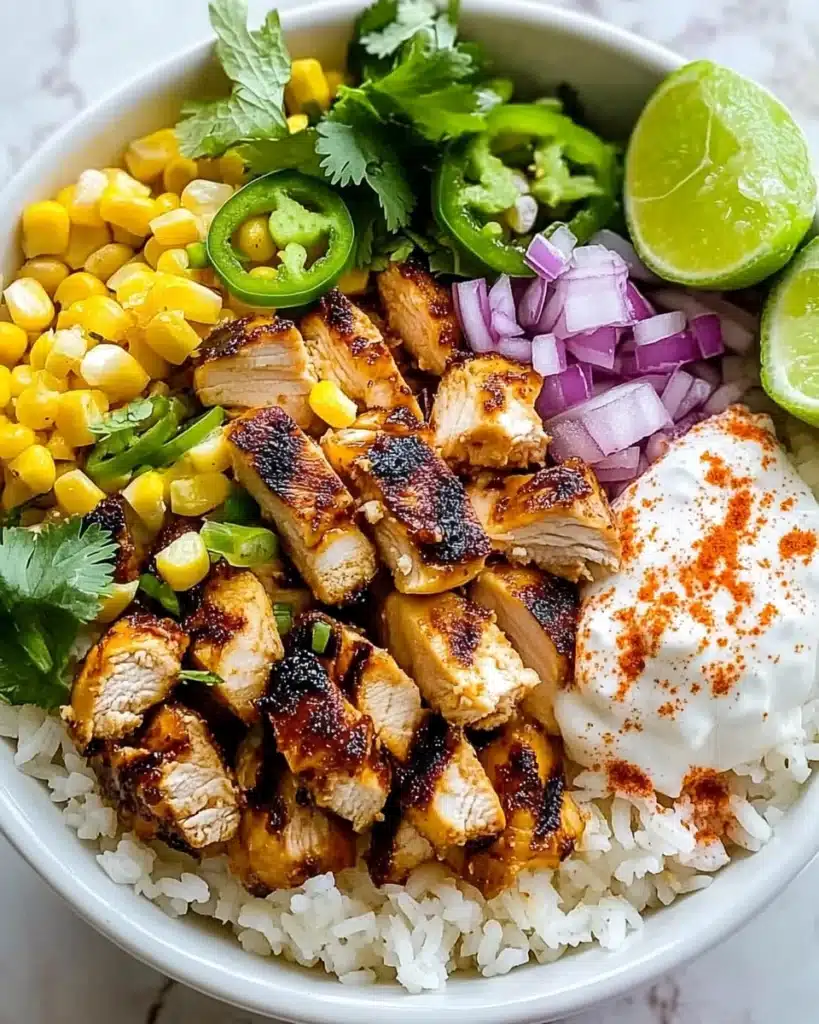 Grilled Street Corn Chicken Rice Bowl Recipe
