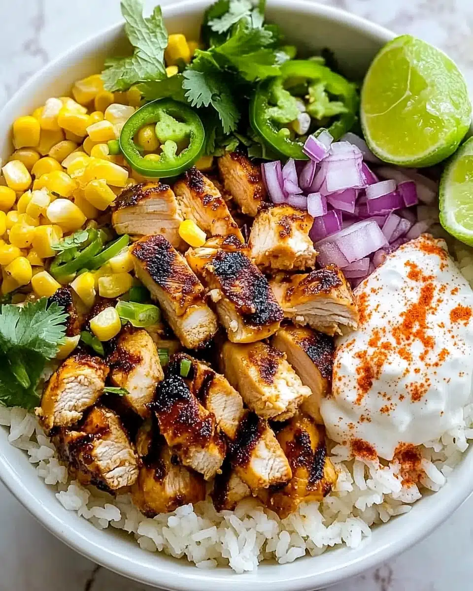 Grilled Street Corn Chicken Rice Bowl Recipe