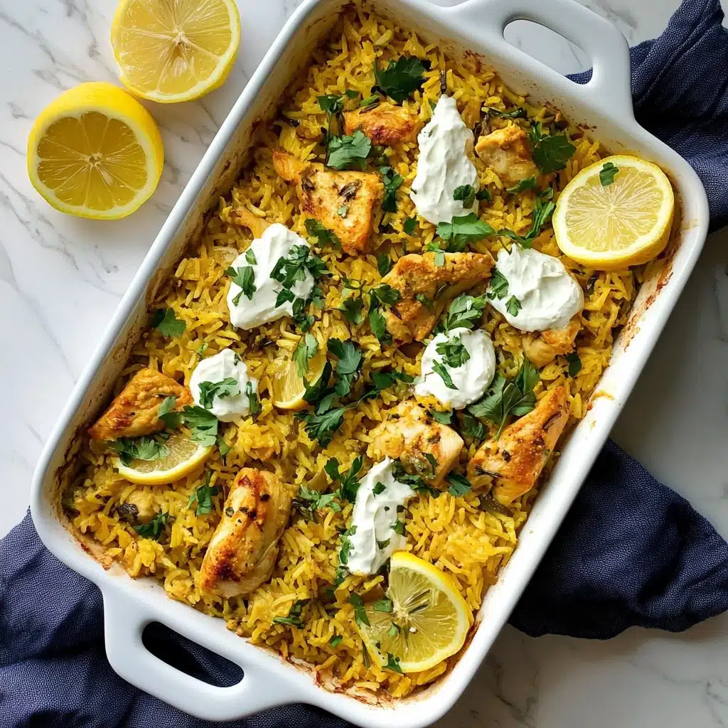 Greek-inspired One-Pan Chicken and Rice Recipe - Recipe Image