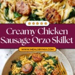 Creamy Spinach and Sausage Orzo Skillet Recipe