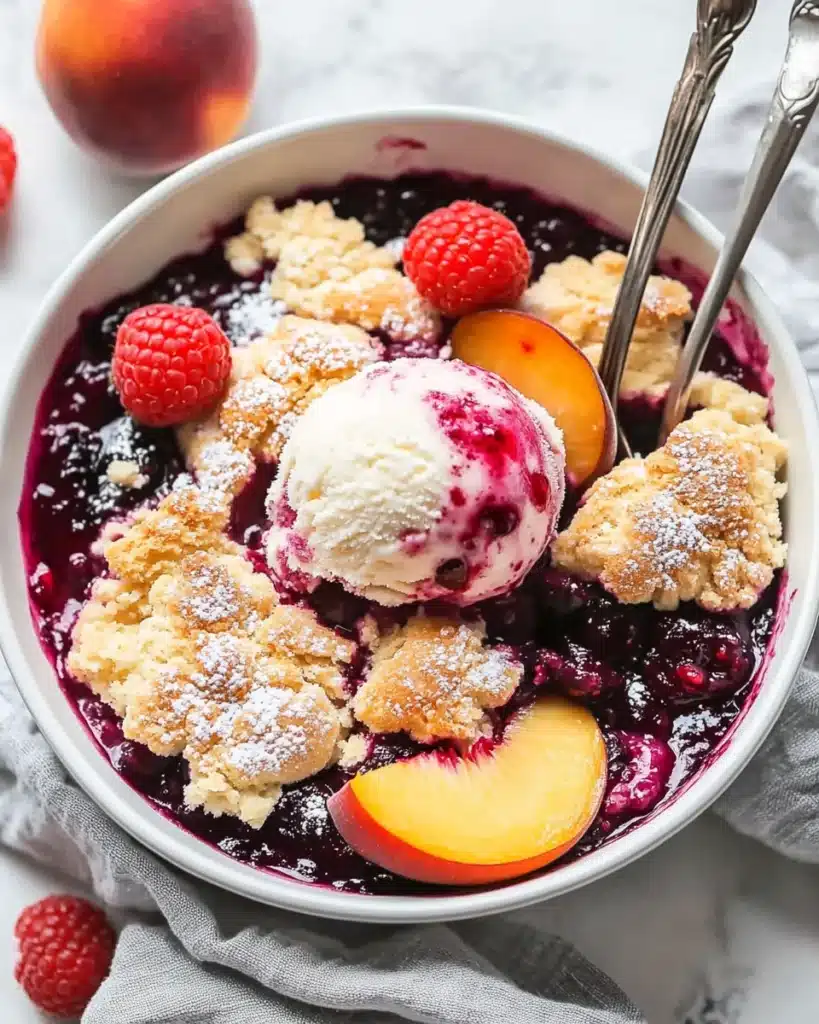 Easy Peach and Raspberry Cobbler Recipe