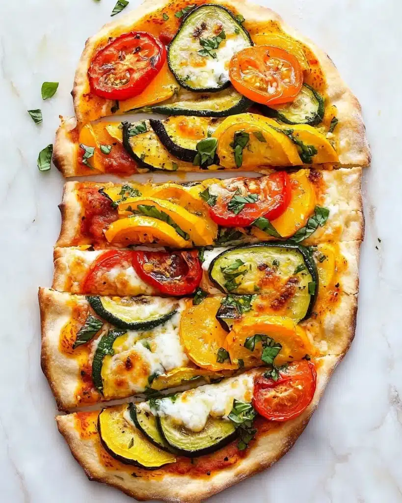 Roasted Vegetable Naan Flatbread Pizza Recipe