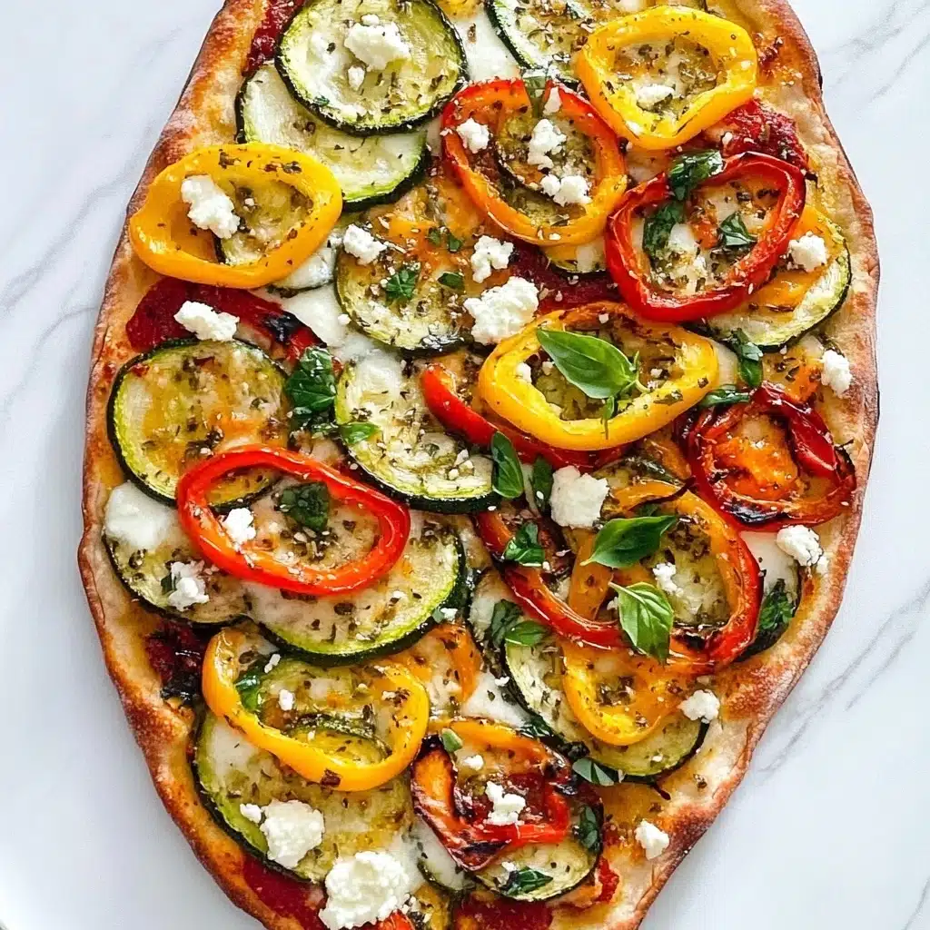 Roasted Vegetable Naan Flatbread Pizza Recipe - Recipe Image