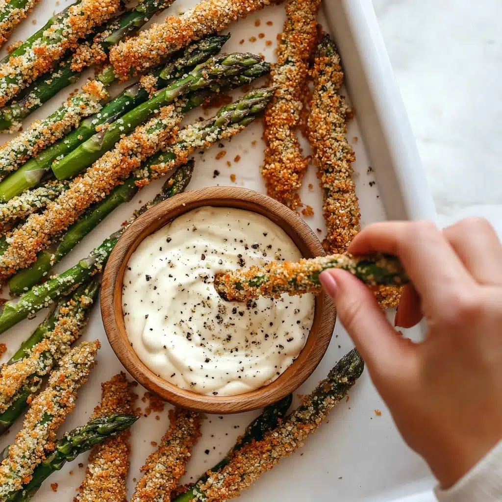 Baked Asparagus Fries with Roasted Garlic Aioli Recipe - Recipe Image