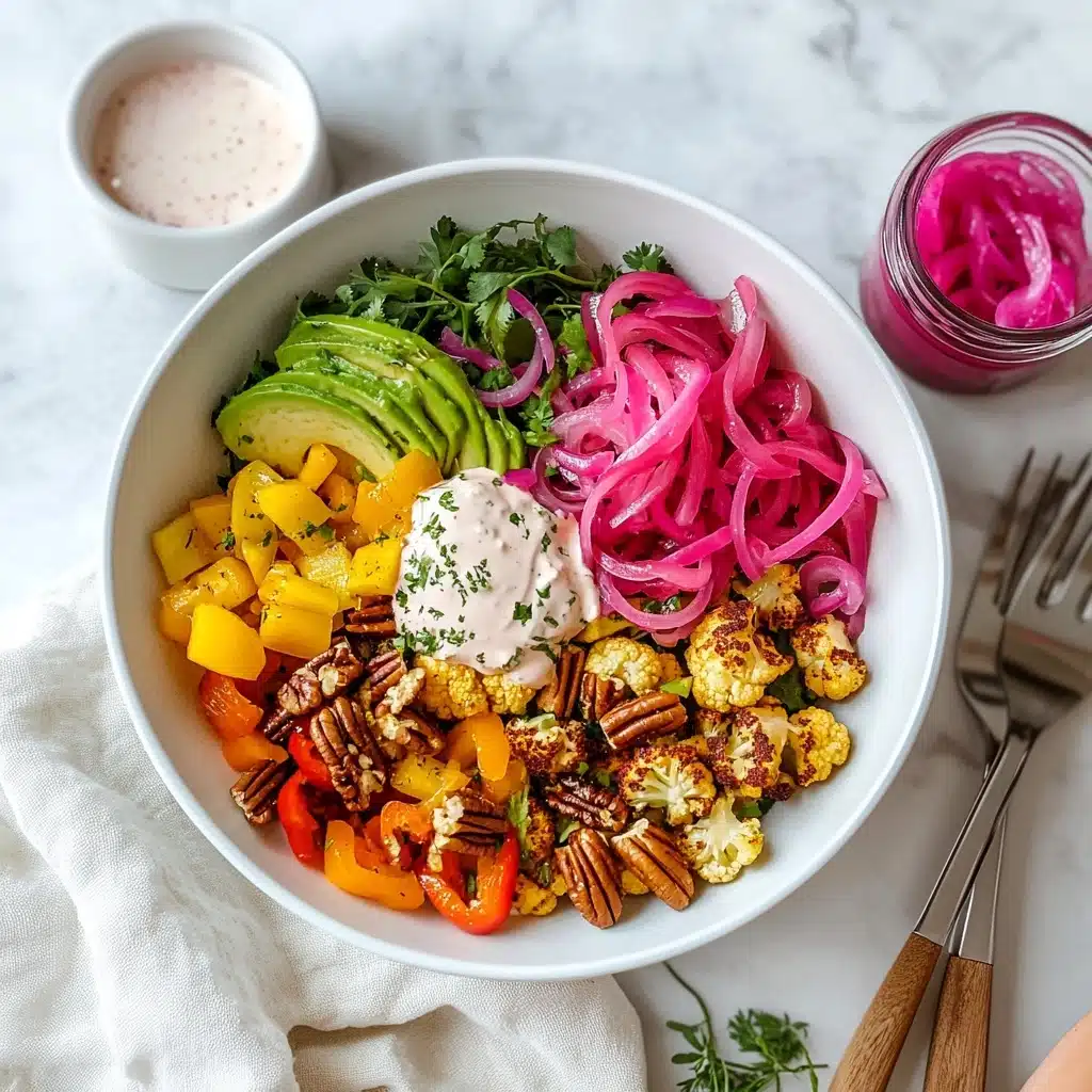 Buffalo Cauliflower Salad with Healthy Ranch Dressing Recipe - Recipe Image
