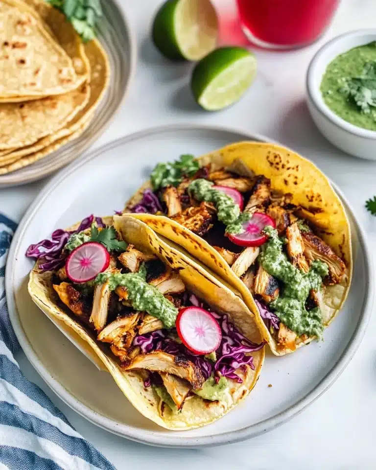 Grilled Chicken Tacos with Avocado-Lime Blender Sauce Recipe