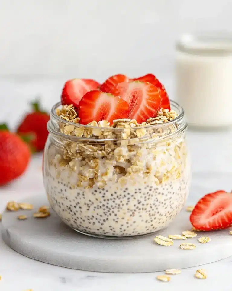 Strawberries and Cream Overnight Oats Recipe