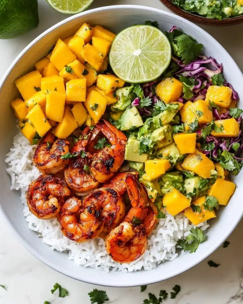 Chili Lime Shrimp Bowls with Mango-Avocado Salsa Recipe