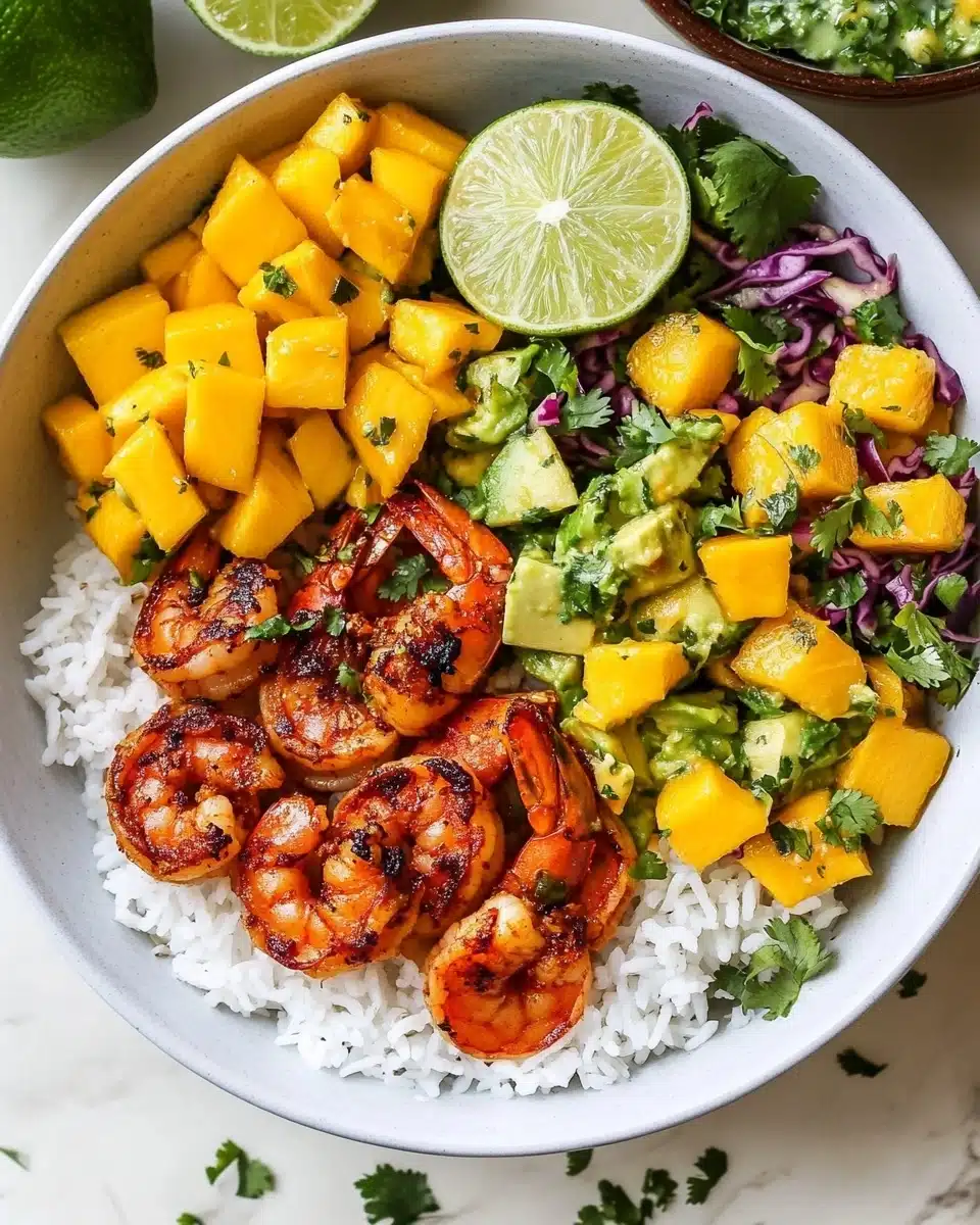Chili Lime Shrimp Bowls with Mango-Avocado Salsa Recipe
