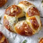Mozzarella Stuffed Rosemary and Parmesan Soft Pretzels Recipe