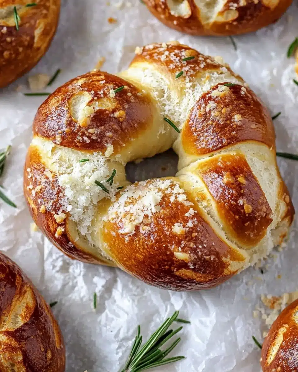 Mozzarella Stuffed Rosemary and Parmesan Soft Pretzels Recipe