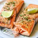 Air Fryer Salmon with Garlic Lemon Butter Sauce Recipe