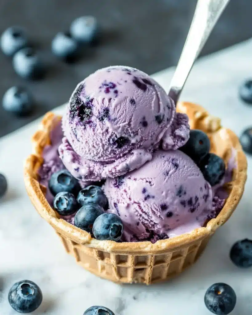 Blueberry Ice Cream with Fresh Blueberries (No Egg) Recipe