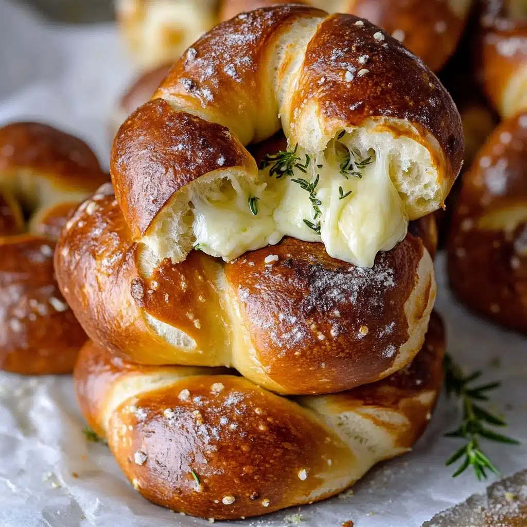 Mozzarella Stuffed Rosemary and Parmesan Soft Pretzels Recipe - Recipe Image