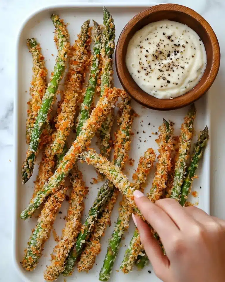 Baked Asparagus Fries with Roasted Garlic Aioli Recipe