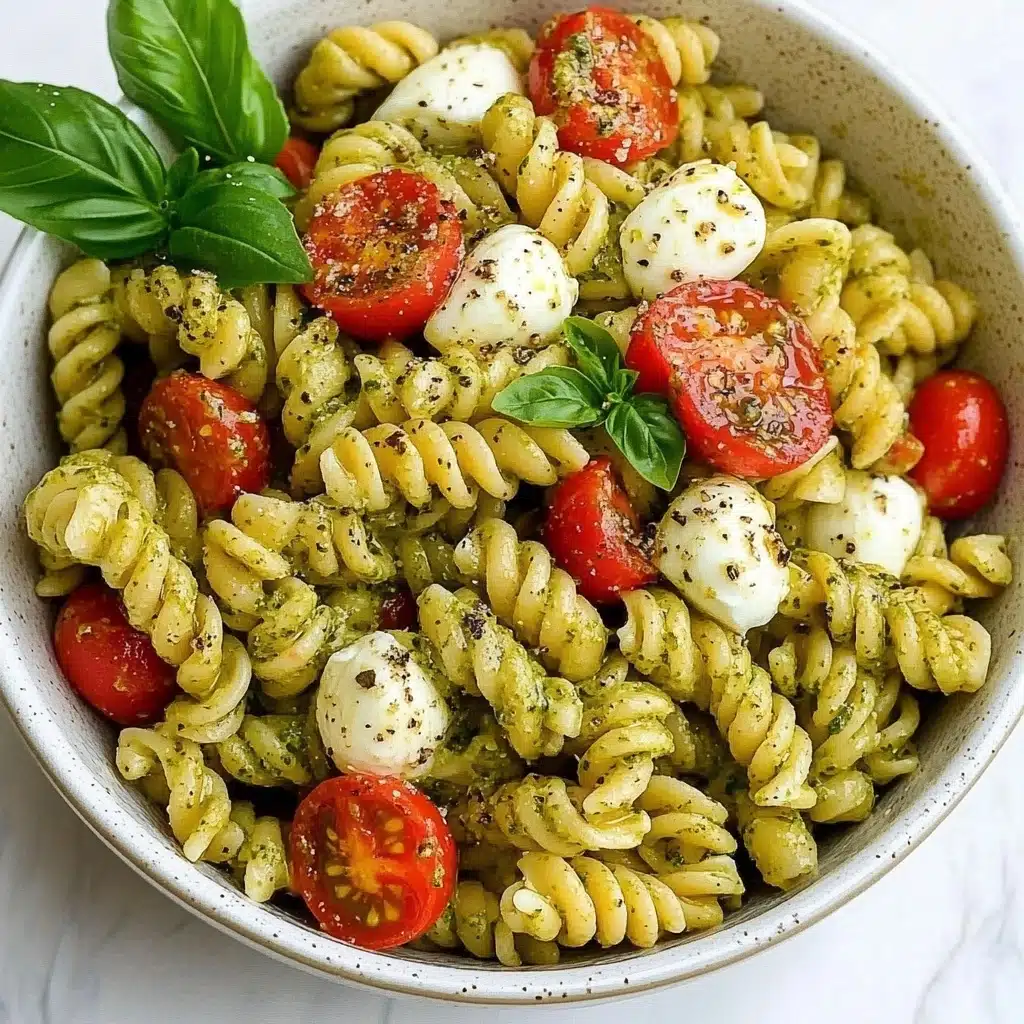 Pesto Caprese Pasta Salad Recipe - Recipe Image