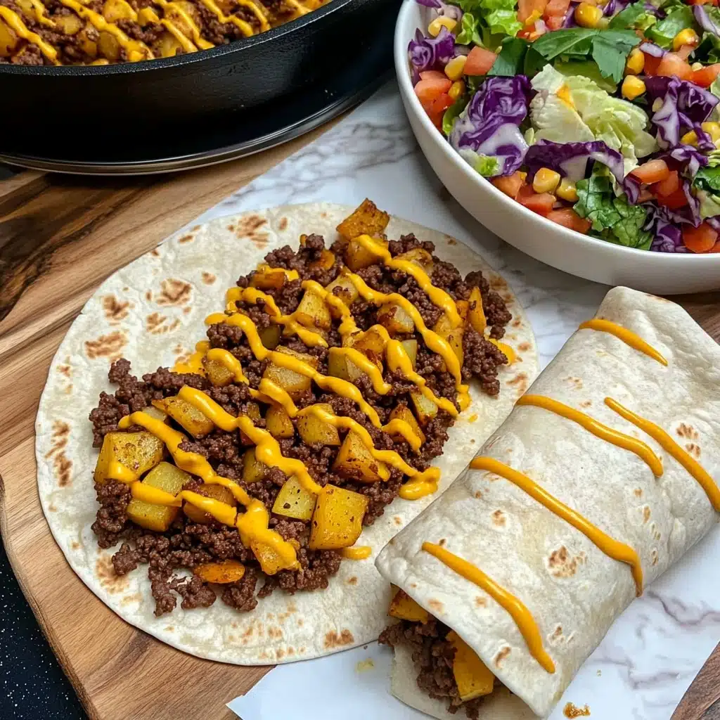 Cheesy Beef and Potato Burritos Recipe - Recipe Image