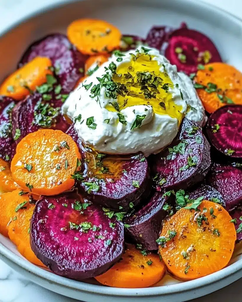 Vibrant Roasted Beets & Carrots with Creamy Burrata Salad Recipe