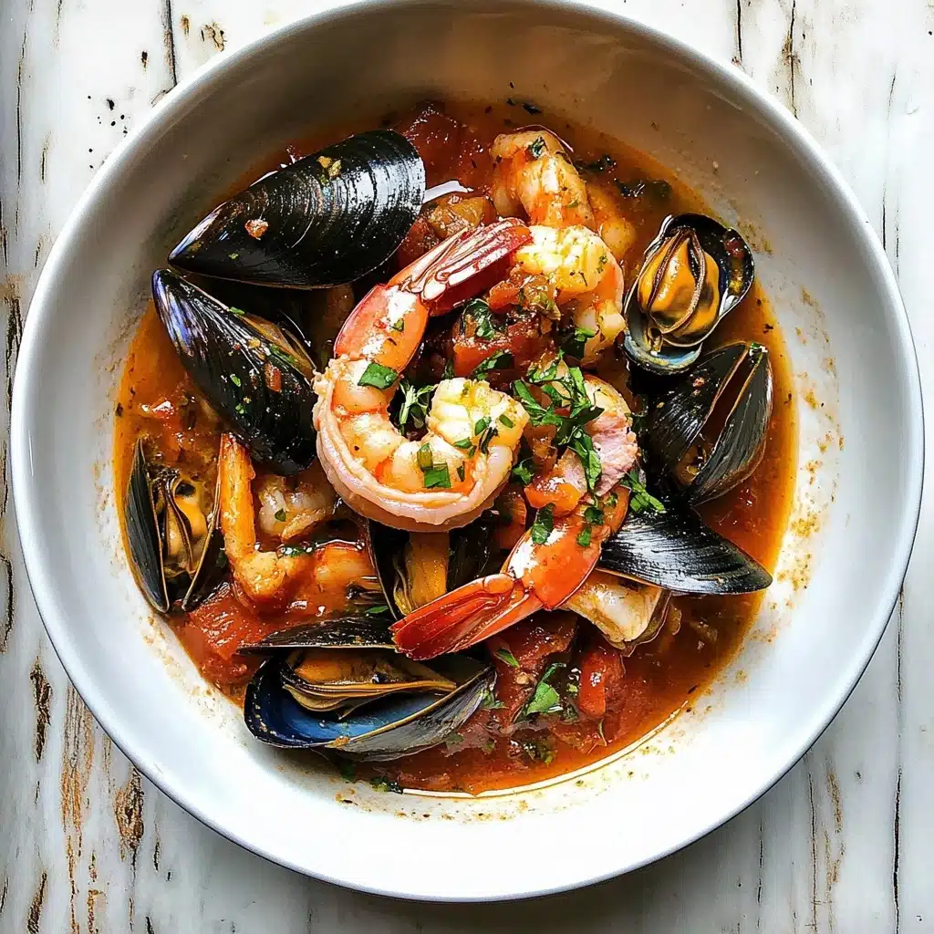 Mussels and Shrimp in Garlic Tomato Sauce Recipe - Recipe Image