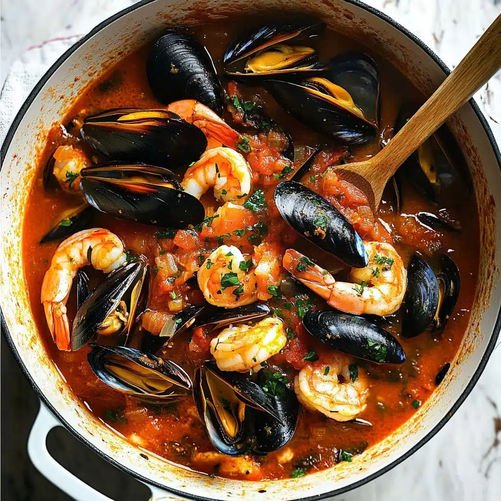 Mussels and Shrimp in Garlic Tomato Sauce Recipe - Recipe Image