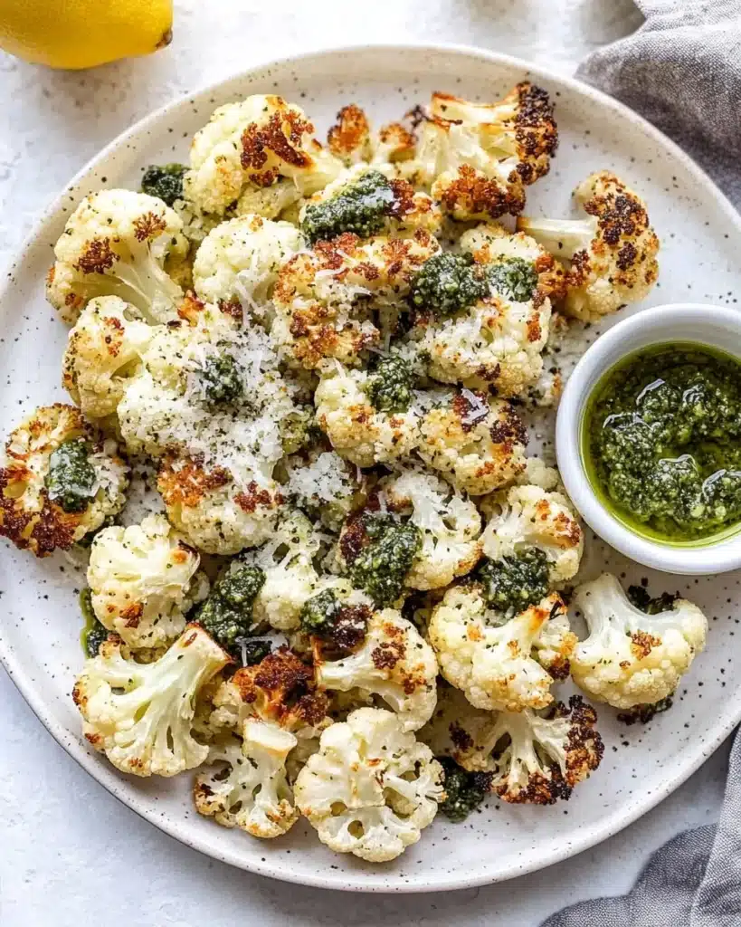 Parmesan Pesto Roasted Cauliflower Recipe