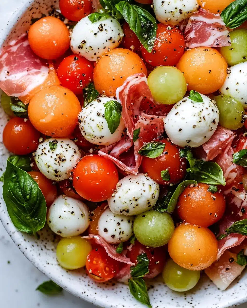 Caprese Melon Salad with Prosciutto and Mozzarella Recipe