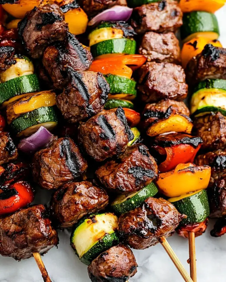 Grilled Steak Kabobs with Vegetables and Marinade Recipe