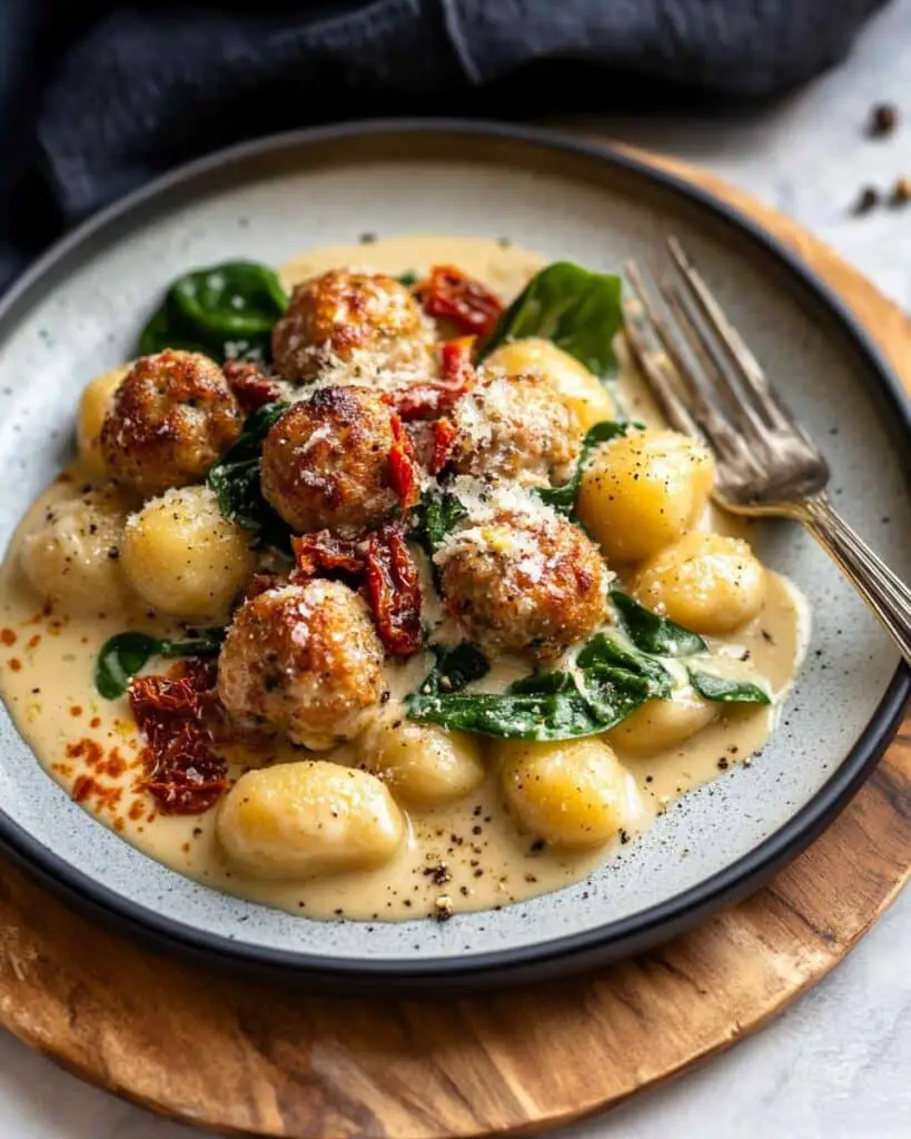 Slow Cooker Tuscan Chicken Meatballs with Gnocchi Recipe