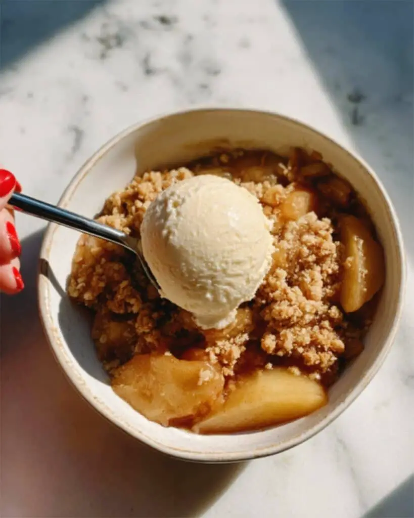 Single-Serving Apple Crumble with Vanilla Ice Cream Recipe