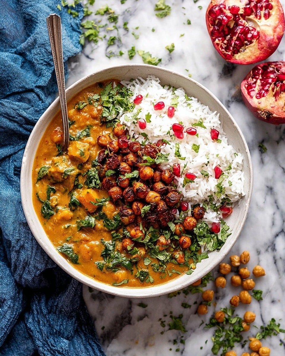 A close-up view of a large pot filled with thick lentil stew, showing a mix of dark brown lentils and soft orange chunks in a rich, creamy orange-brown sauce. Bright green leafy herbs are sprinkled throughout, adding color and texture to the dish. A wooden spoon with a rounded tip is partially dipped in the stew from the top right side, with the lentils and sauce clinging to it. The pot sits on a dark surface with a blue cloth underneath the handle. The scene shows the stew’s hearty and dense texture clearly, with small bubbles and slight steam visible, making it look fresh and warm. photo taken with an iphone --ar 4:5 --v 7