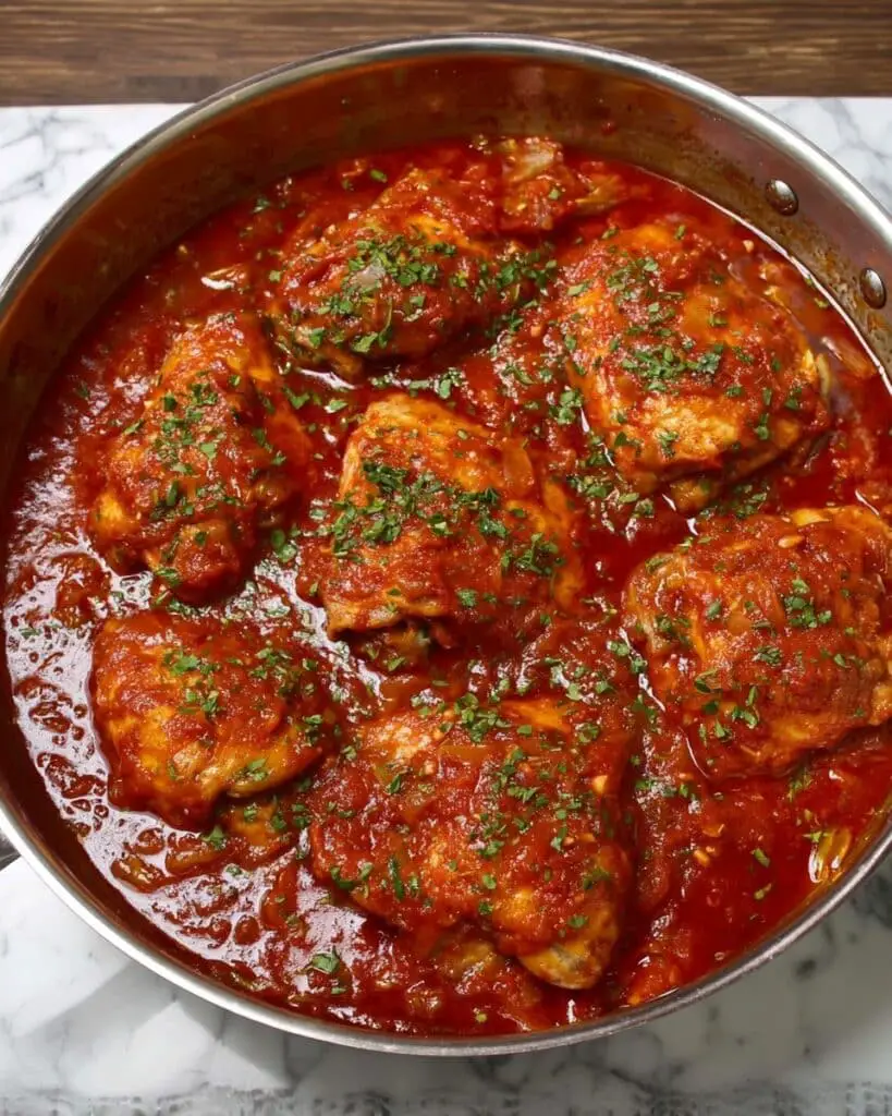 Pollo en Salsa with Chorizo and Spiced Tomato Sauce Recipe
