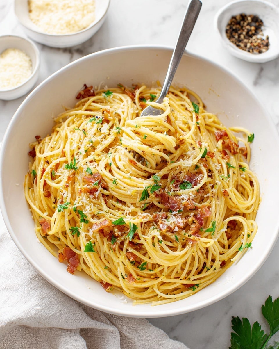 Homemade Pasta Carbonara with Bacon Recipe - Recipe Image