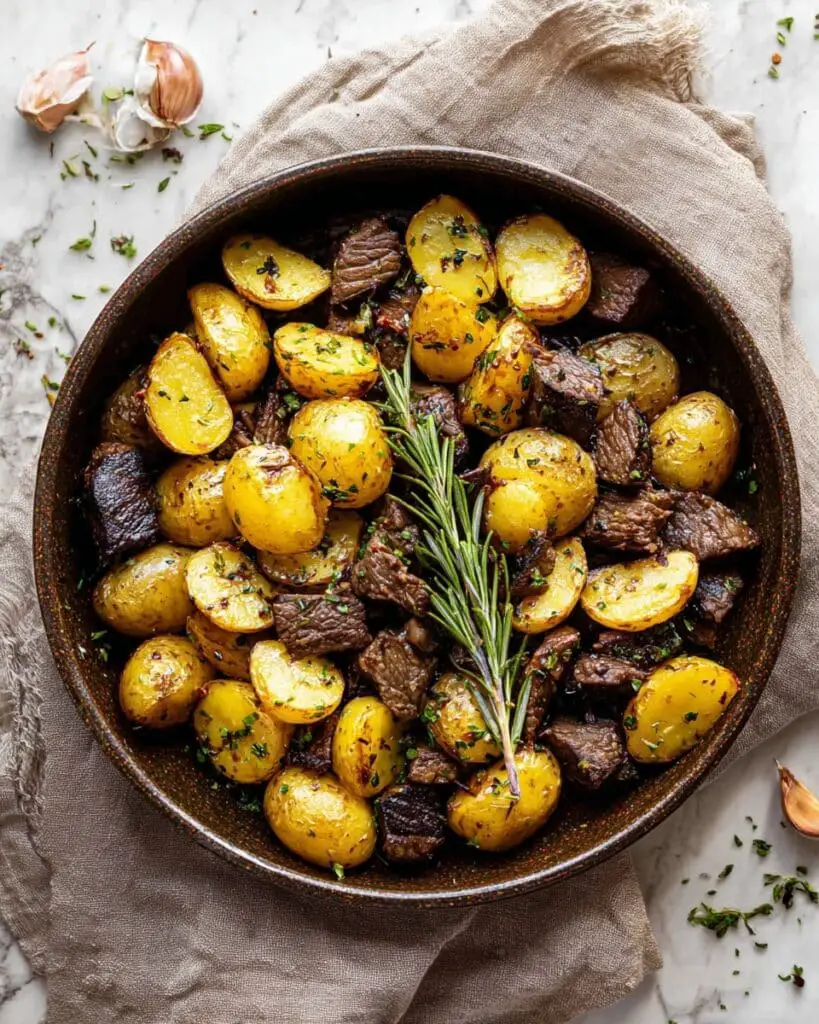 Garlic Steak Bites with Sautéed Yukon Gold Potatoes Recipe