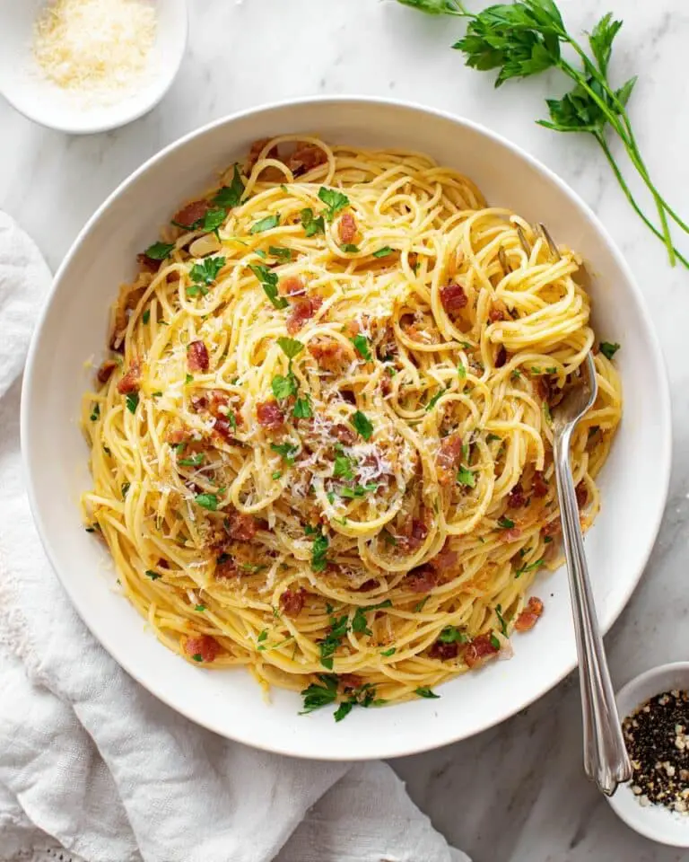 Homemade Pasta Carbonara with Bacon Recipe