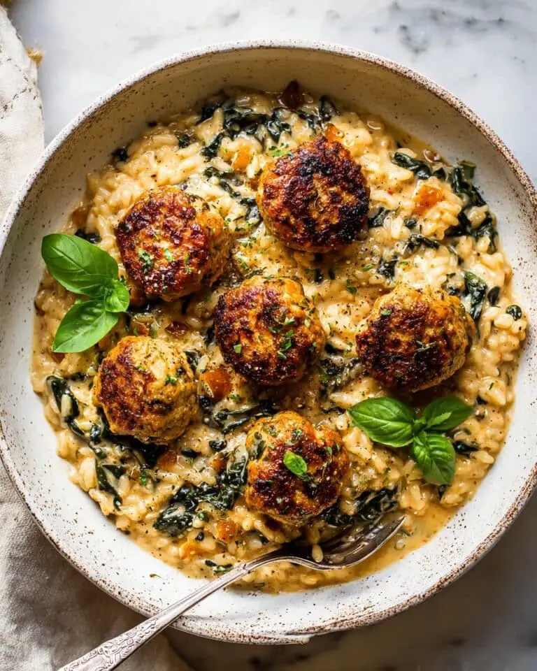 Crockpot Garlic Butter Chicken Meatballs with Creamy Orzo Recipe