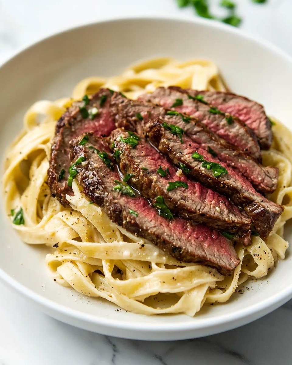 Steak Pasta with Boursin, Parmesan, and Parsley Recipe - Recipe Image