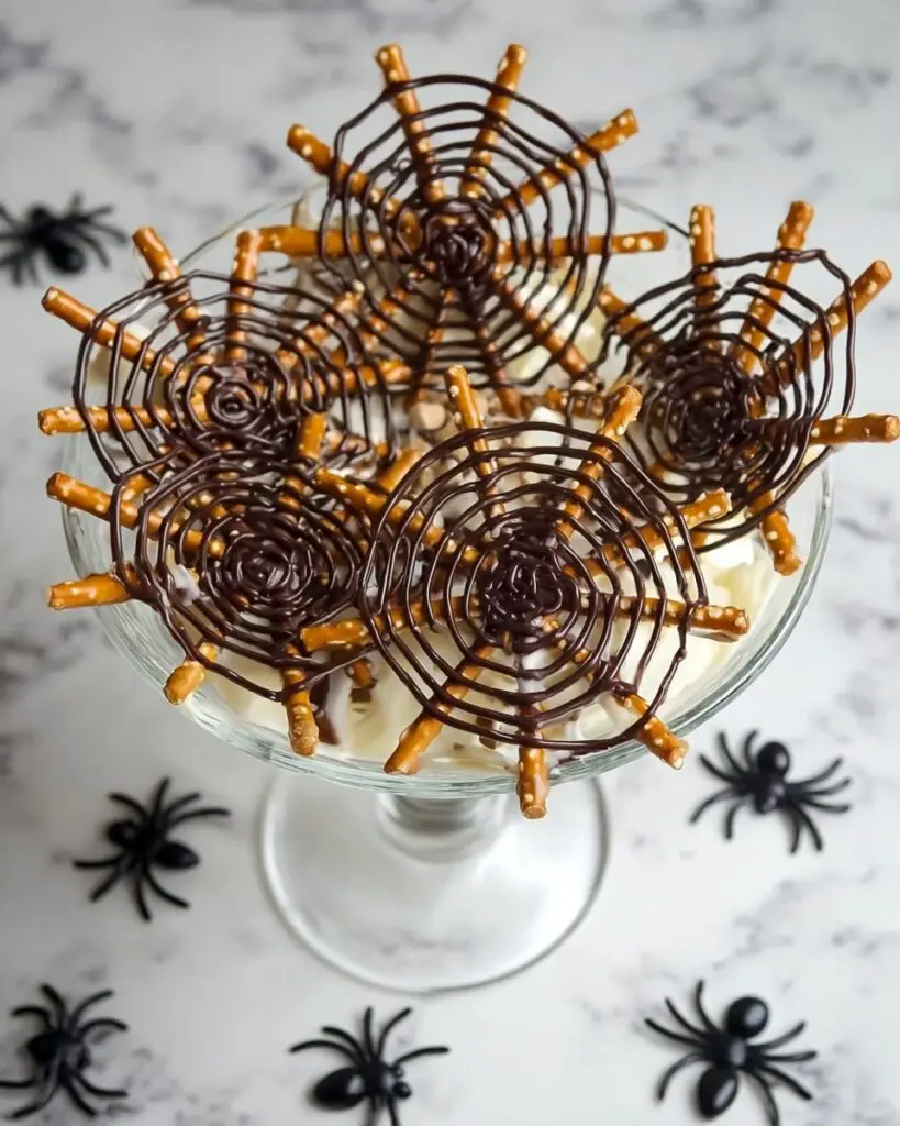 Halloween Chocolate Pretzel Spider Webs Recipe