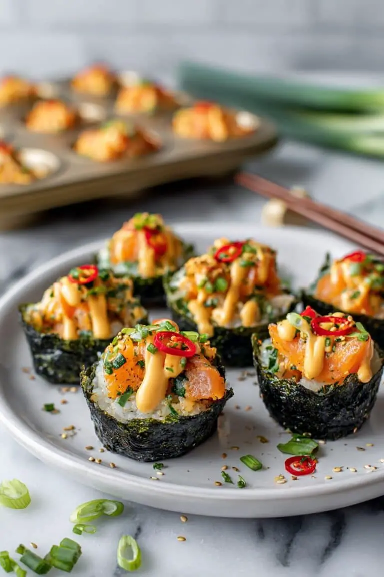 Easy Baked Salmon Sushi Cups Recipe