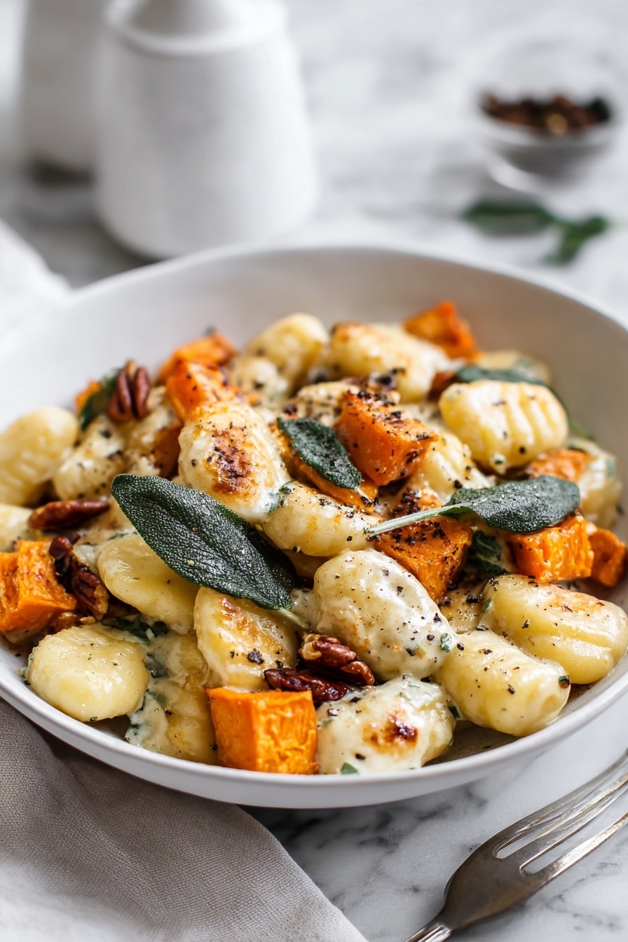Pumpkin Gnocchi Bake with Blue Cheese, Pecan, and Sage Recipe - Serving