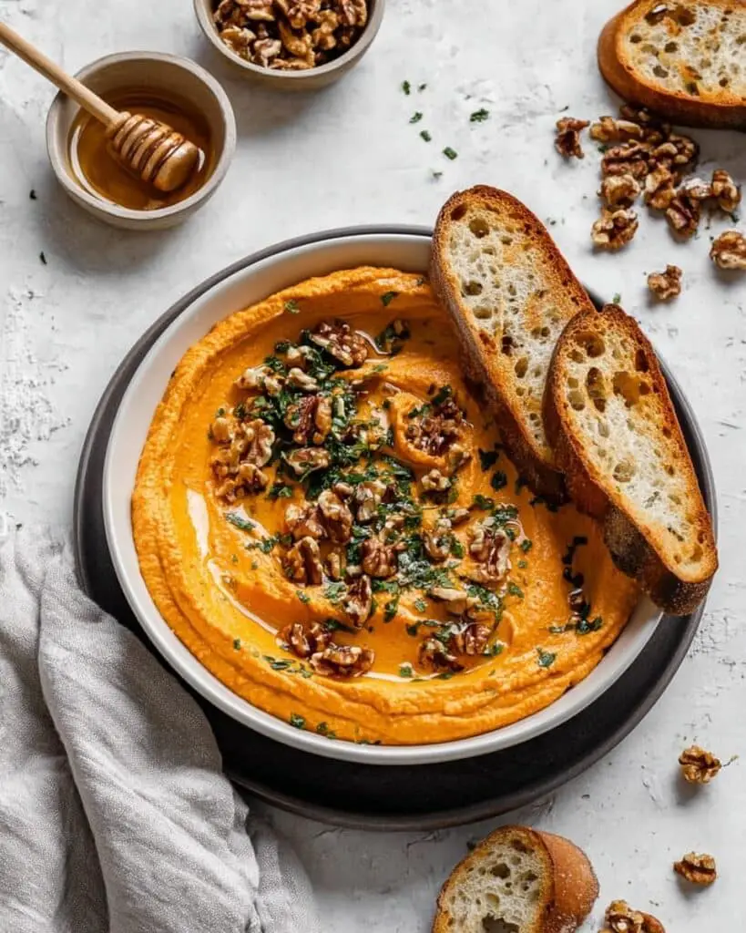 Pumpkin Whipped Feta Dip with Honey and Thyme Recipe