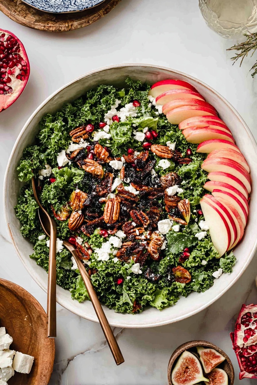 Fall Harvest Salad with Kale, Apples, Figs, Pomegranate, and Toasted Pecans Recipe - Serving