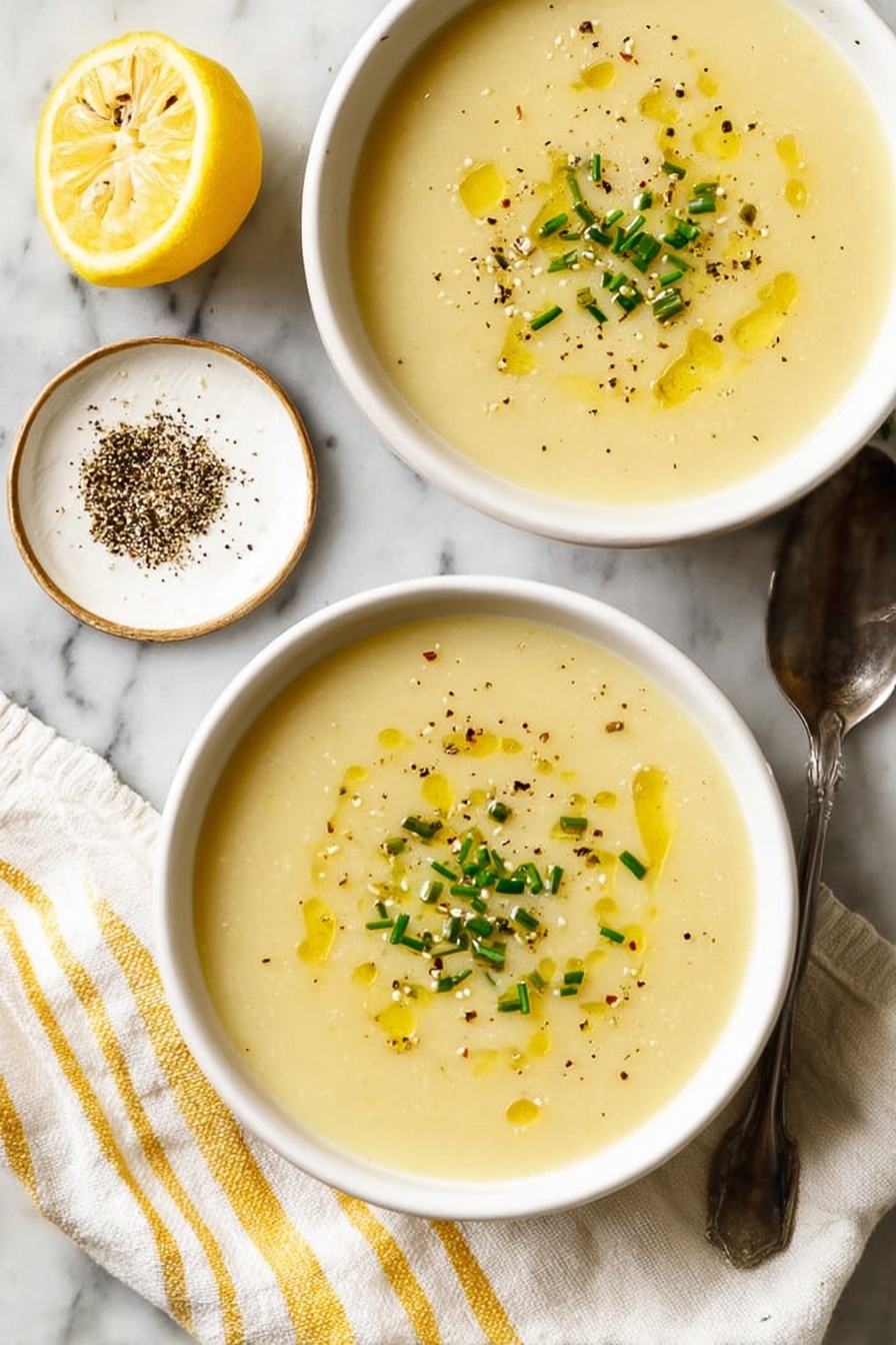Creamy Potato Leek Soup with Lemon and Chives Recipe - Serving