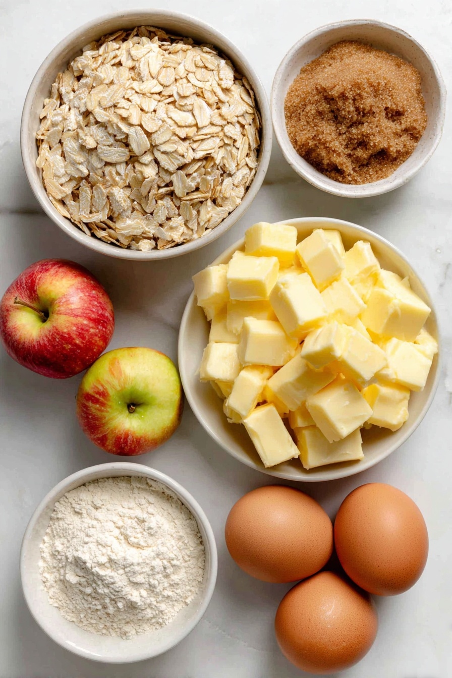 Flat lay of a small white ceramic bowl of warm milk, a small white ceramic bowl with light brown active dry yeast granules, a small white ceramic bowl of fine brown sugar, four tablespoons of salted butter at room temperature on a white ceramic plate, three whole uncracked brown eggs, a small white ceramic bowl of all-purpose flour, a small white ceramic bowl of kosher salt, a small white ceramic bowl of granulated sugar, a small white ceramic bowl of ground cinnamon, two chopped Honeycrisp apples on a white ceramic plate, a small white ceramic bowl of cream cheese at room temperature, a small white ceramic bowl of maple syrup, a small white ceramic bowl of powdered sugar, a small white ceramic bowl containing vanilla extract, all arranged symmetrically and balanced, placed on a clean white marble surface, soft natural light, photo taken with an iPhone, professional food photography style, fresh ingredients, white ceramic bowls, no bottles, no duplicates, no utensils, no packaging --ar 2:3 --v 7 --p awthu7i m7354615311229779997 - Apple Cinnamon Rolls with Brown Butter Maple Icing, fall-inspired cinnamon rolls, homemade apple cinnamon pastry, brown butter maple icing recipe, cozy weekend breakfast