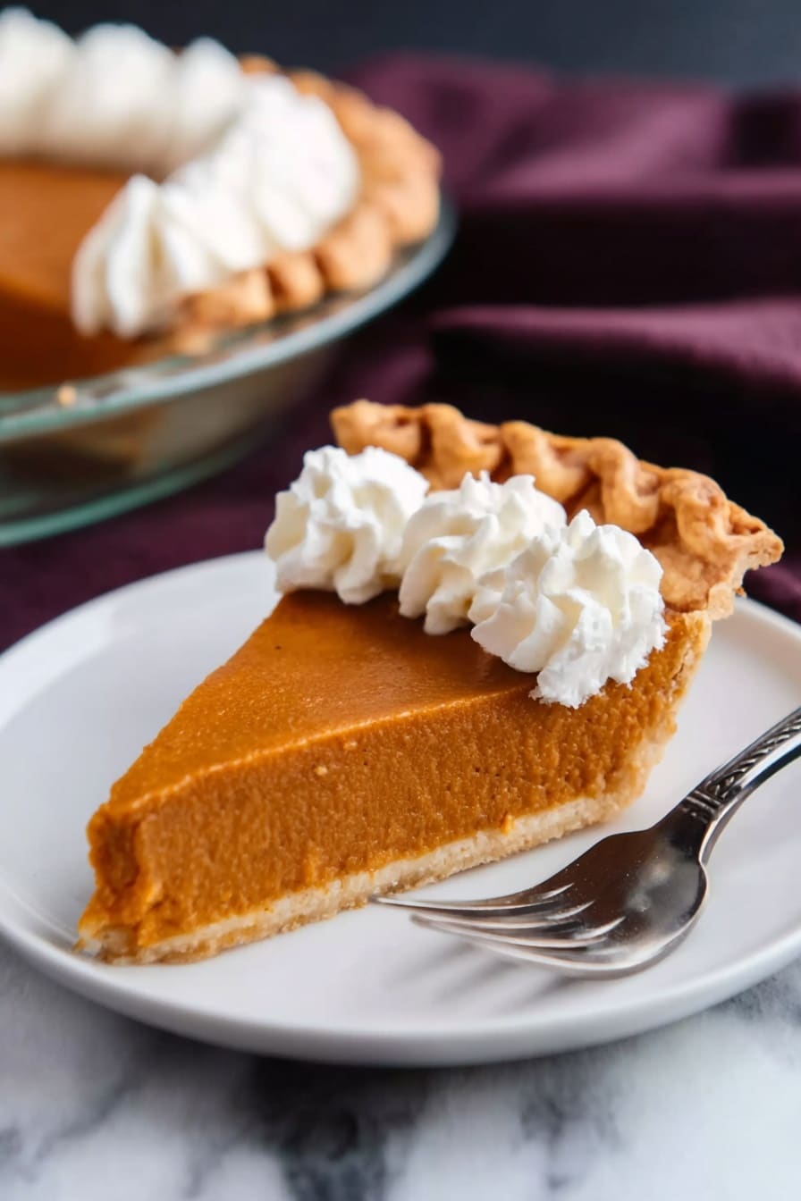 Silky Sweet Potato Pie with Brown Sugar Whipped Cream Recipe - Serving