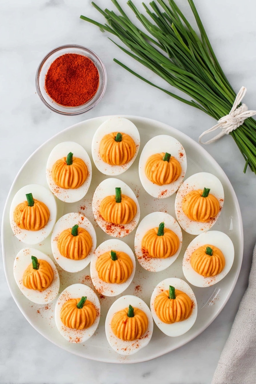 Pumpkin Deviled Eggs Recipe - Serving