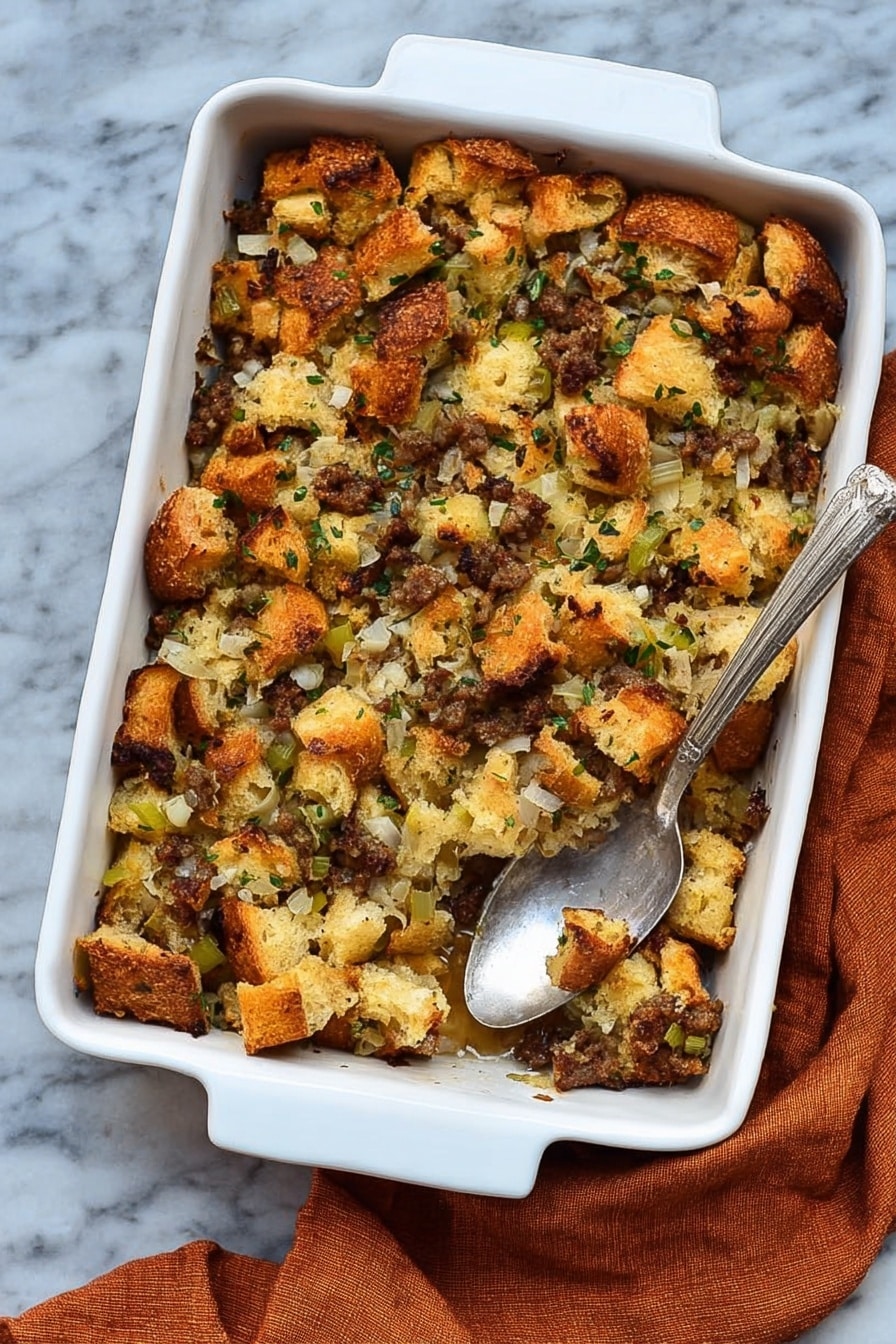 Easy Sausage and Herb Stuffing Recipe - Serving